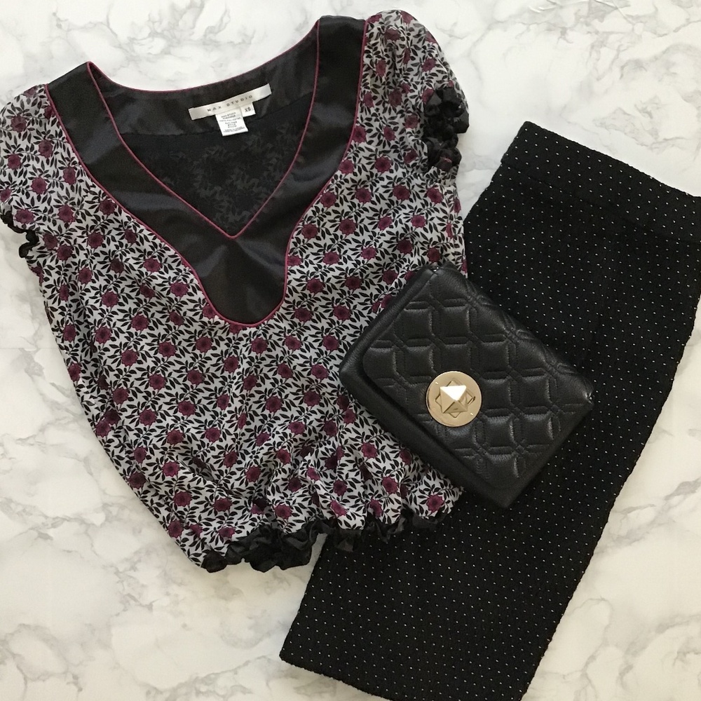 Max Studio Women’s Sheer Floral Blouse